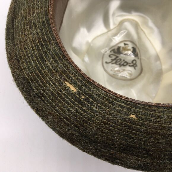 Vintage Fifth Avenue New York Flip It Wool Tweed Fedora Trilby Hat Brown Sz 7 - Picture 8 of 12